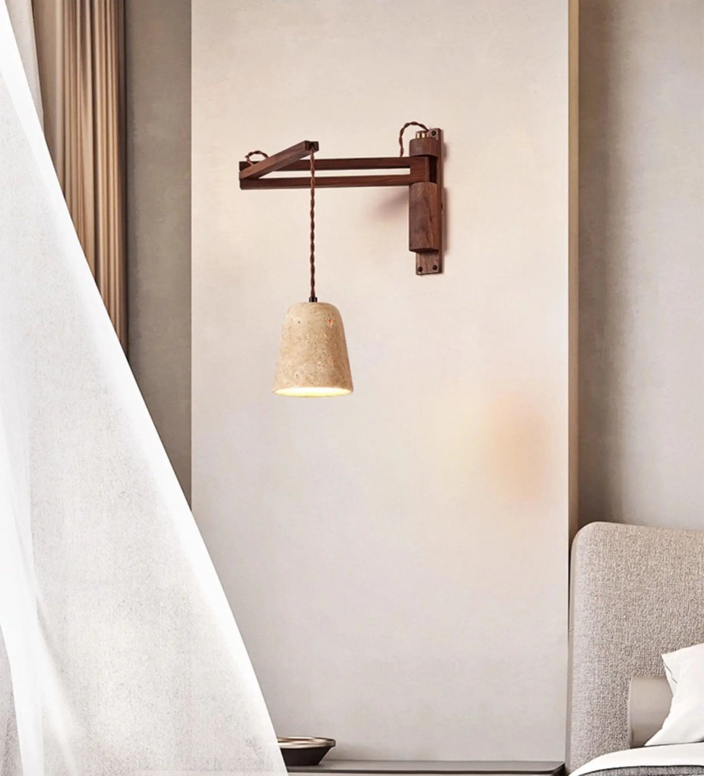 Adjustable Travertine Dome Wall Sconce Erbstuk