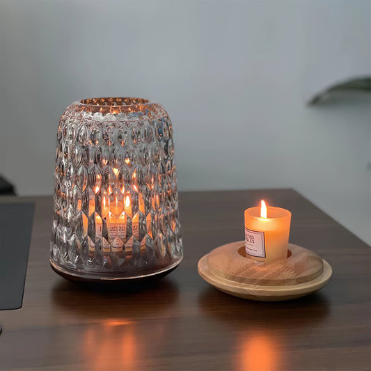 Crystal and Wood Candle Holder