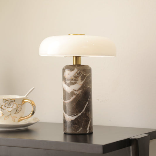 Marble and Glass Cordless Table Lamp
