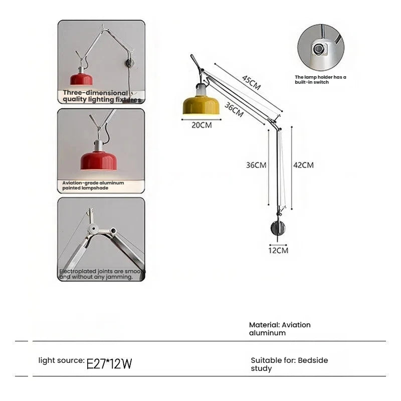 Memphis Minimalist Nordic Joystick Light LED Iron Wall Light Sconce For Bedroom Living Room Study Room Indoor Light Office