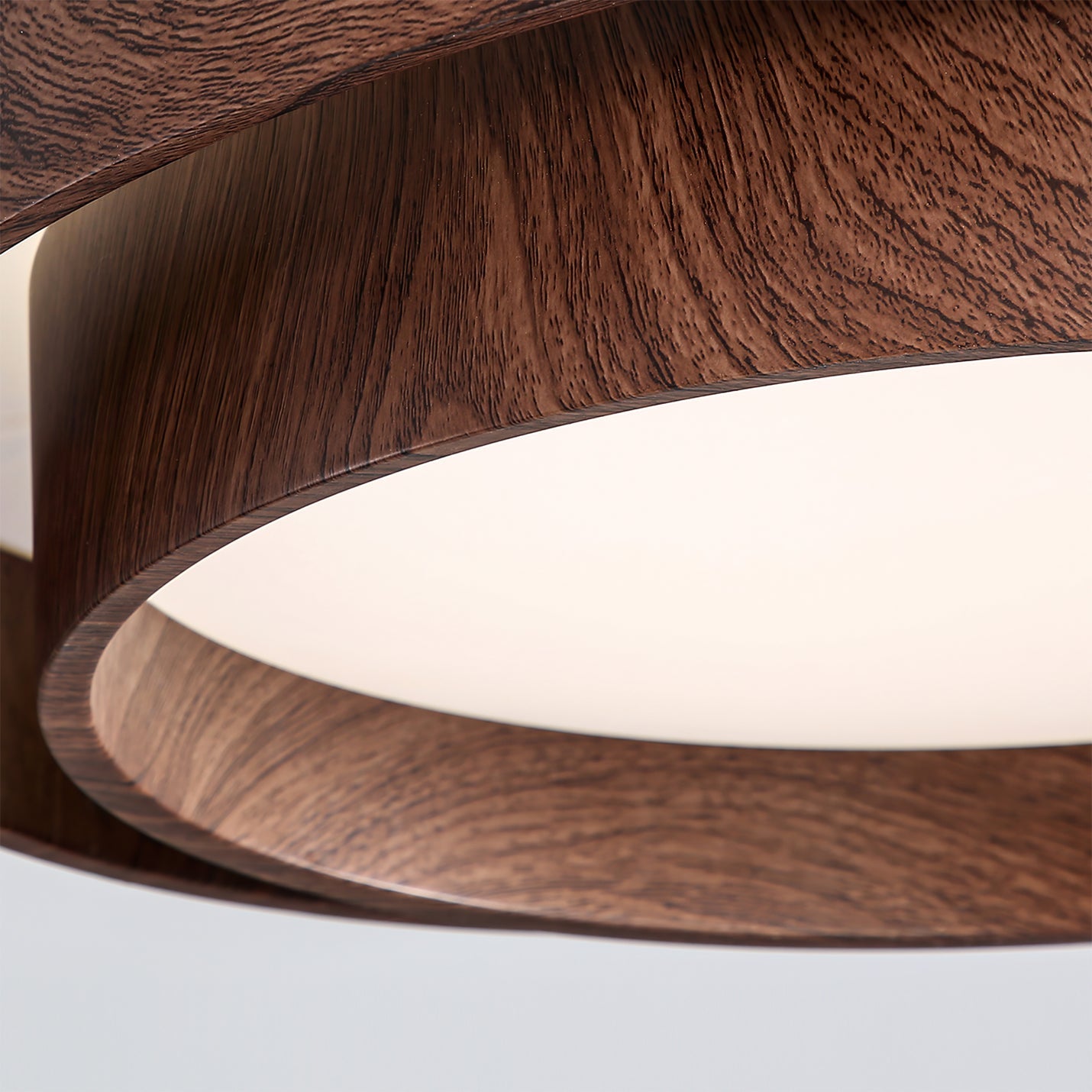 Walnut-Finish Round LED Flush Mount Ceiling Light