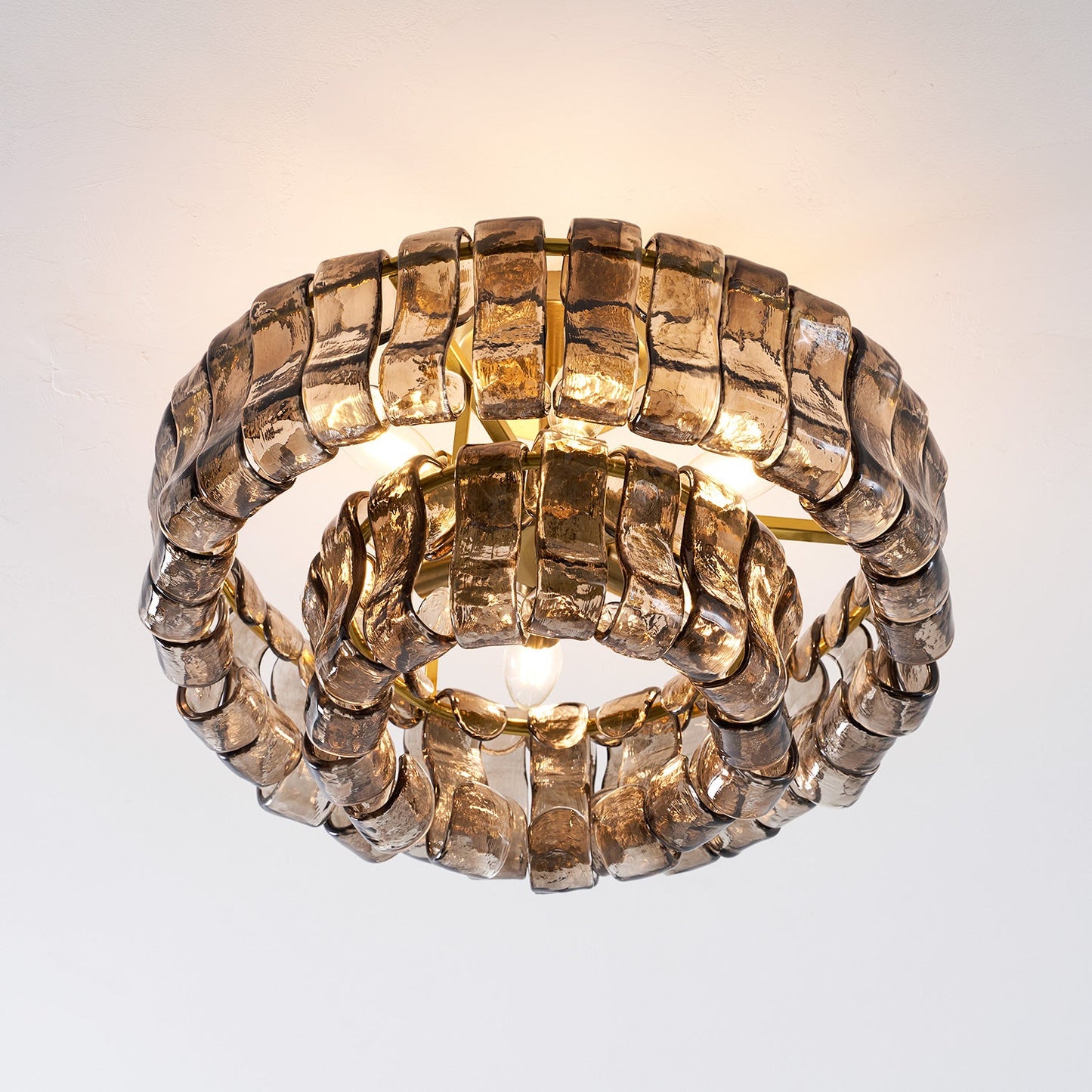 Ice-Textured Glass Round Flush Mount Ceiling Light