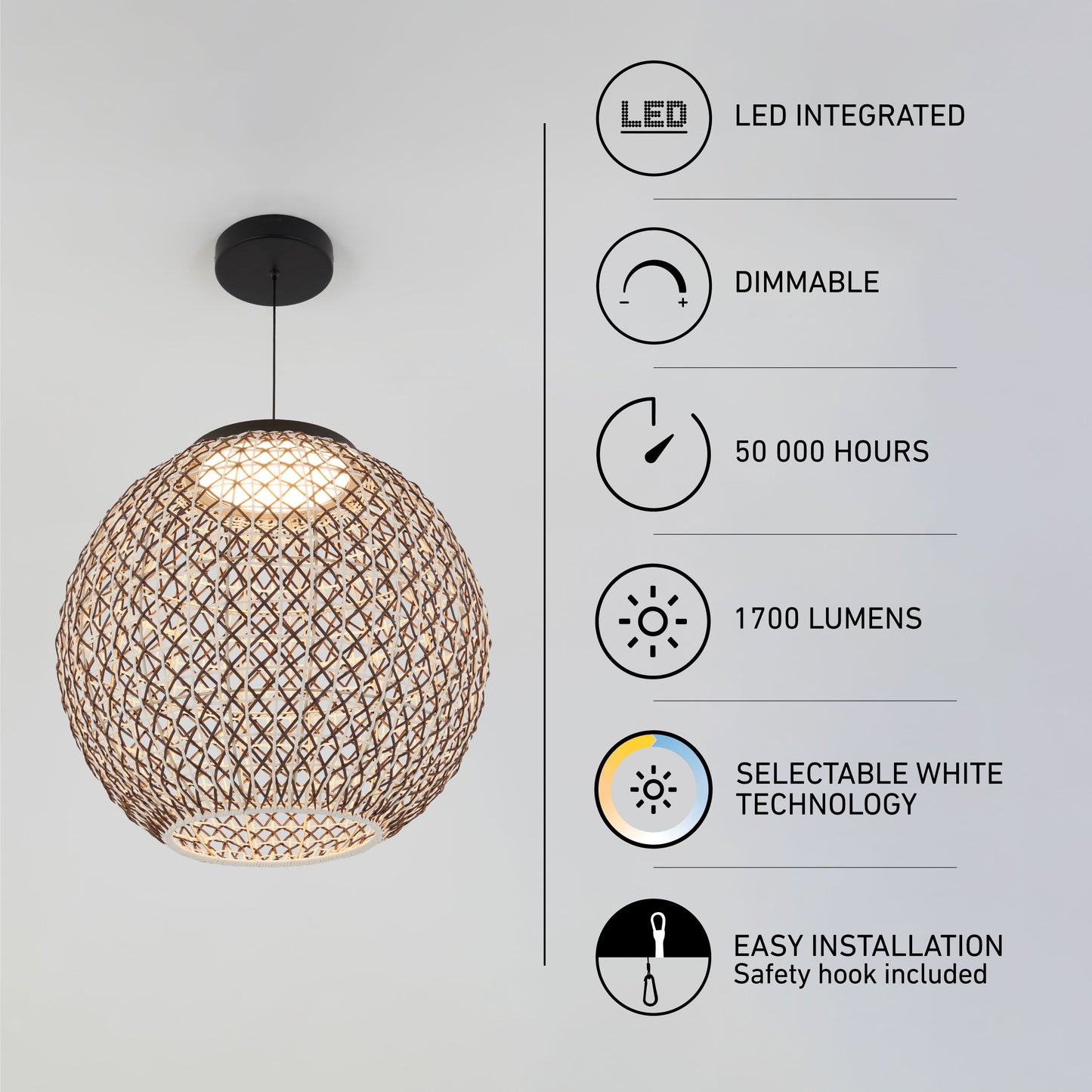 Ubud Rattan Style Woven Pendant