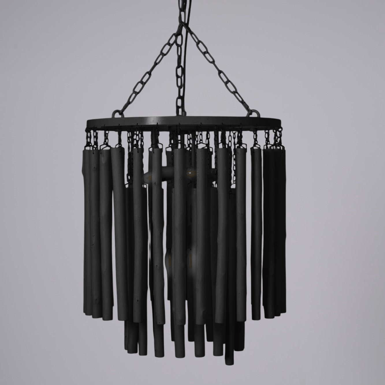Aspen Layered Wood Rod Chandelier