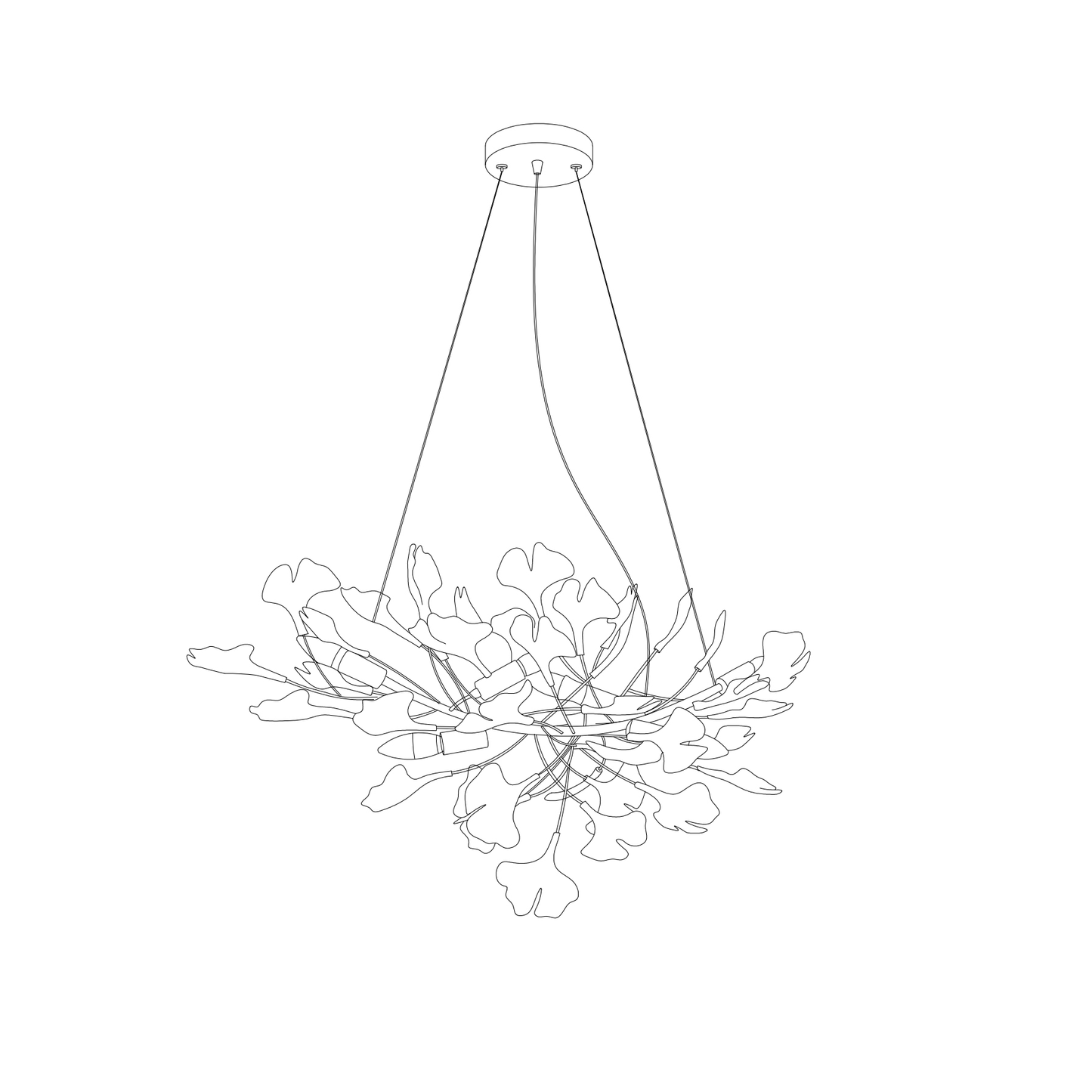 Ceramic Ginkgo Leaf Linear Chandelier