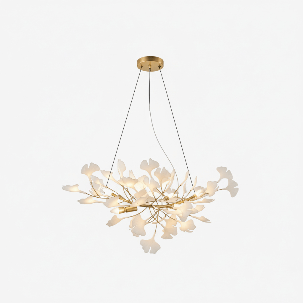 Ceramic Ginkgo Leaf Linear Chandelier