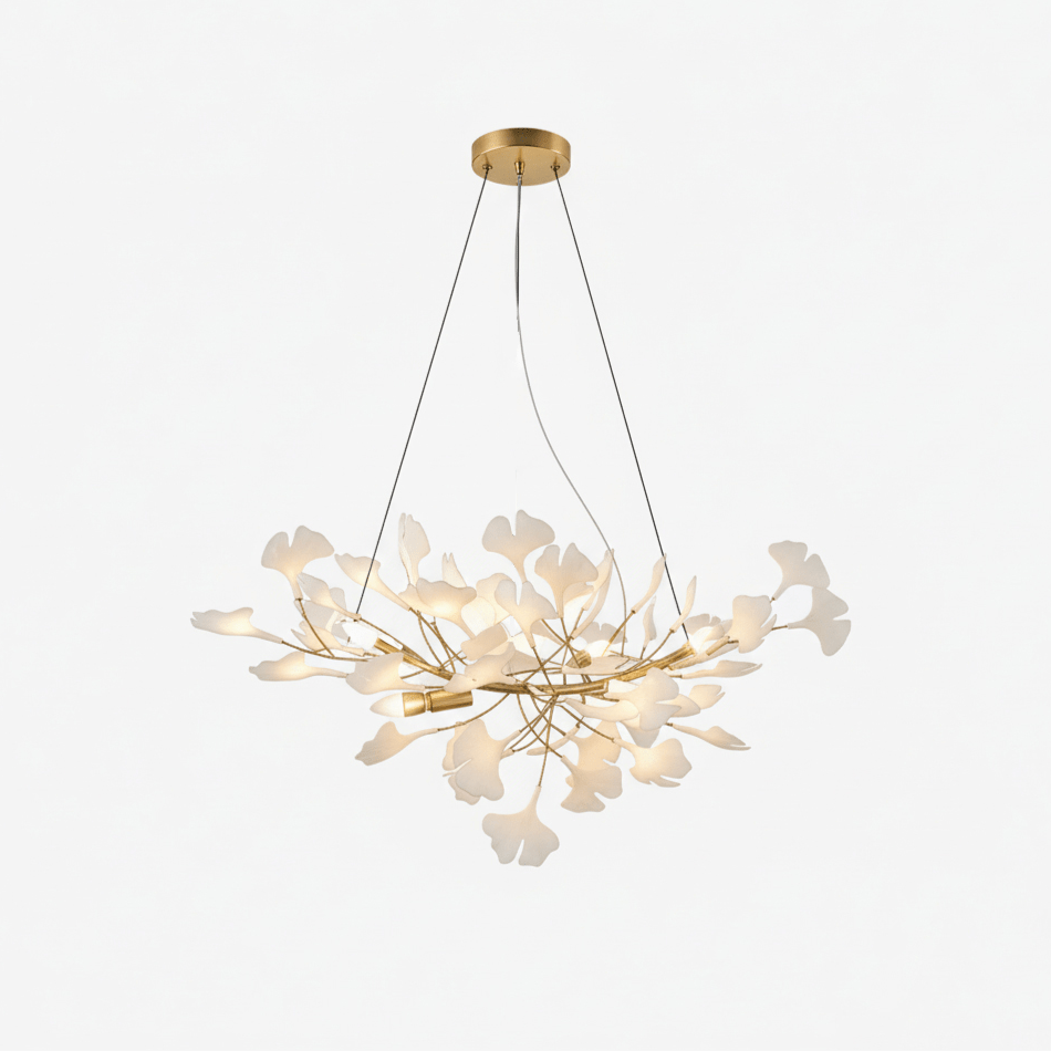 Ceramic Ginkgo Leaf Linear Chandelier