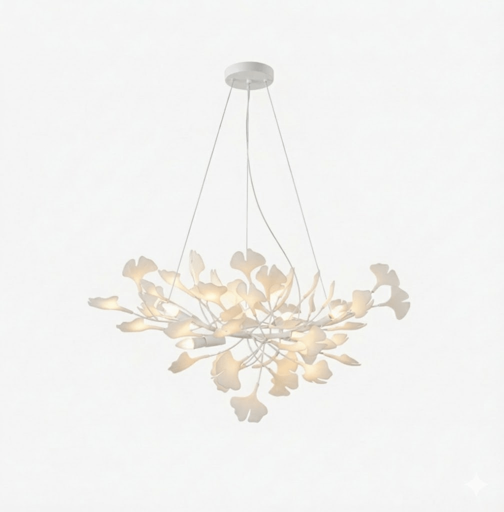 Ceramic Ginkgo Leaf Linear Chandelier