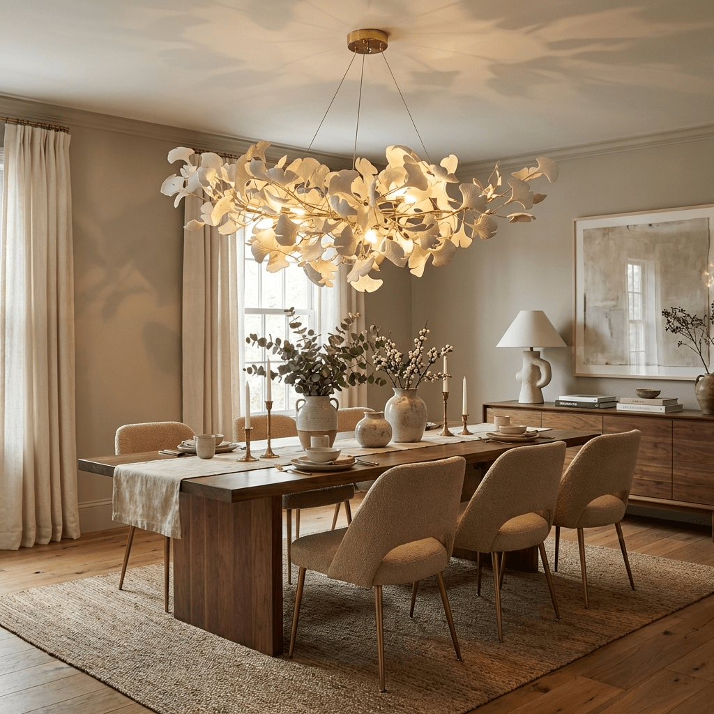Ceramic Ginkgo Leaf Linear Chandelier