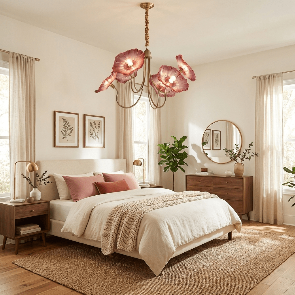 Nara Frosted Glass Lotus Leaf Chandelier
