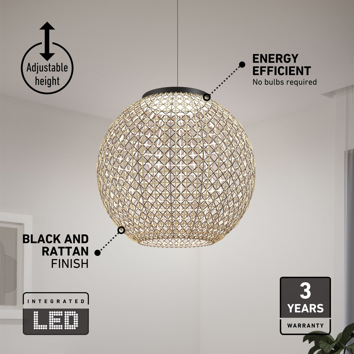 Ubud Rattan Style Woven Pendant