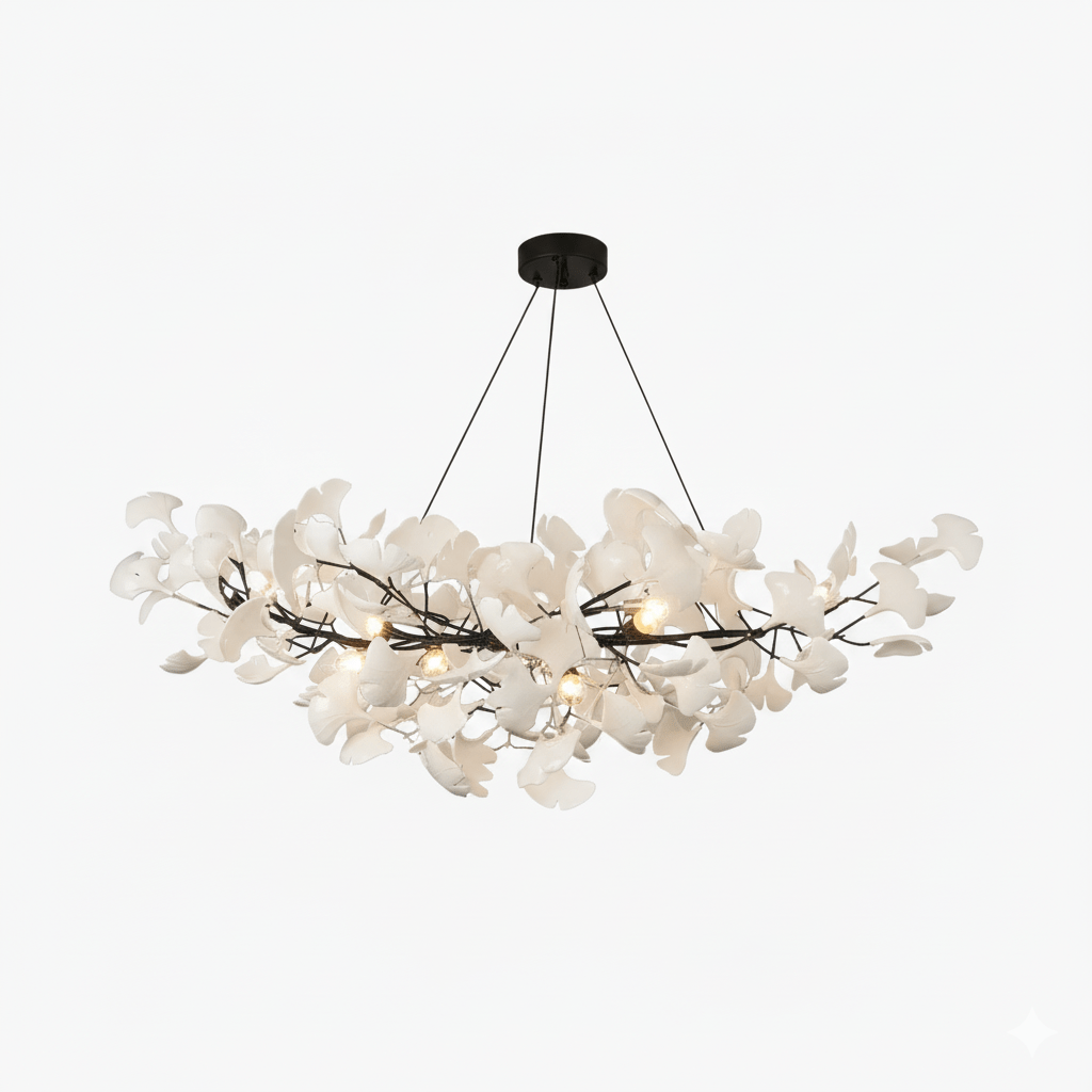 Ceramic Ginkgo Leaf Linear Chandelier