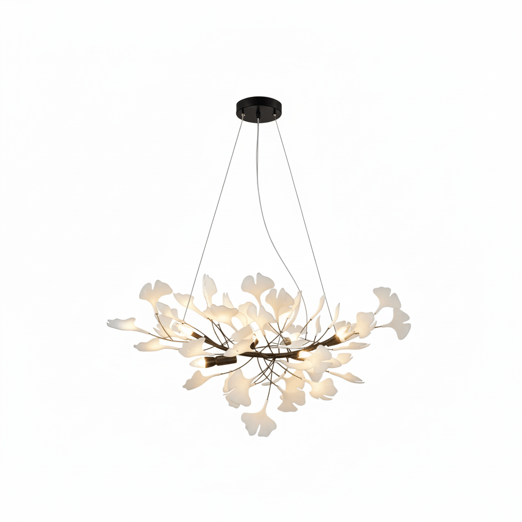 Ceramic Ginkgo Leaf Linear Chandelier