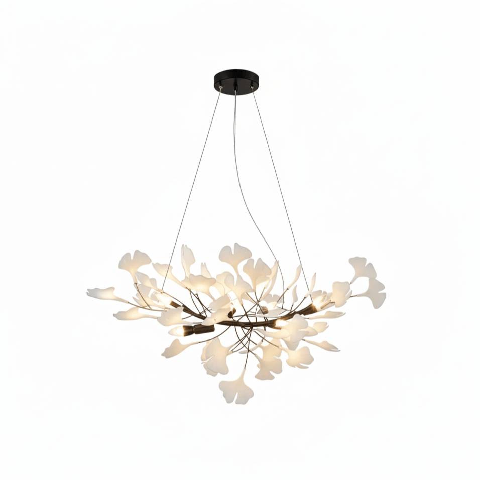 Ceramic Ginkgo Leaf Linear Chandelier