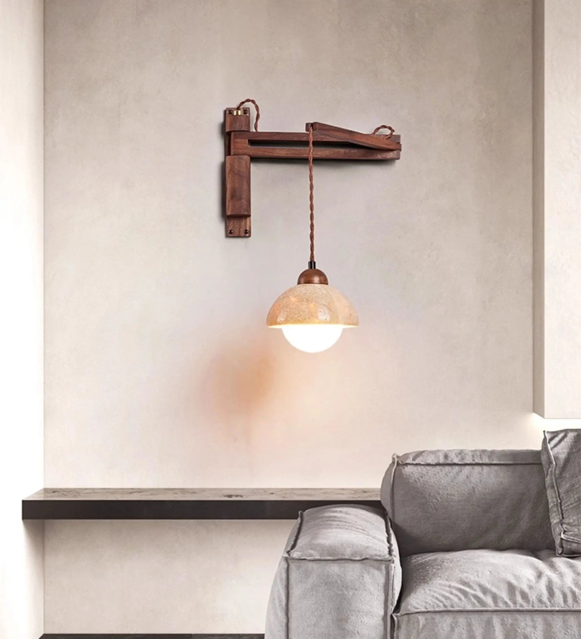 Adjustable Travertine Dome Wall Sconce Erbstuk