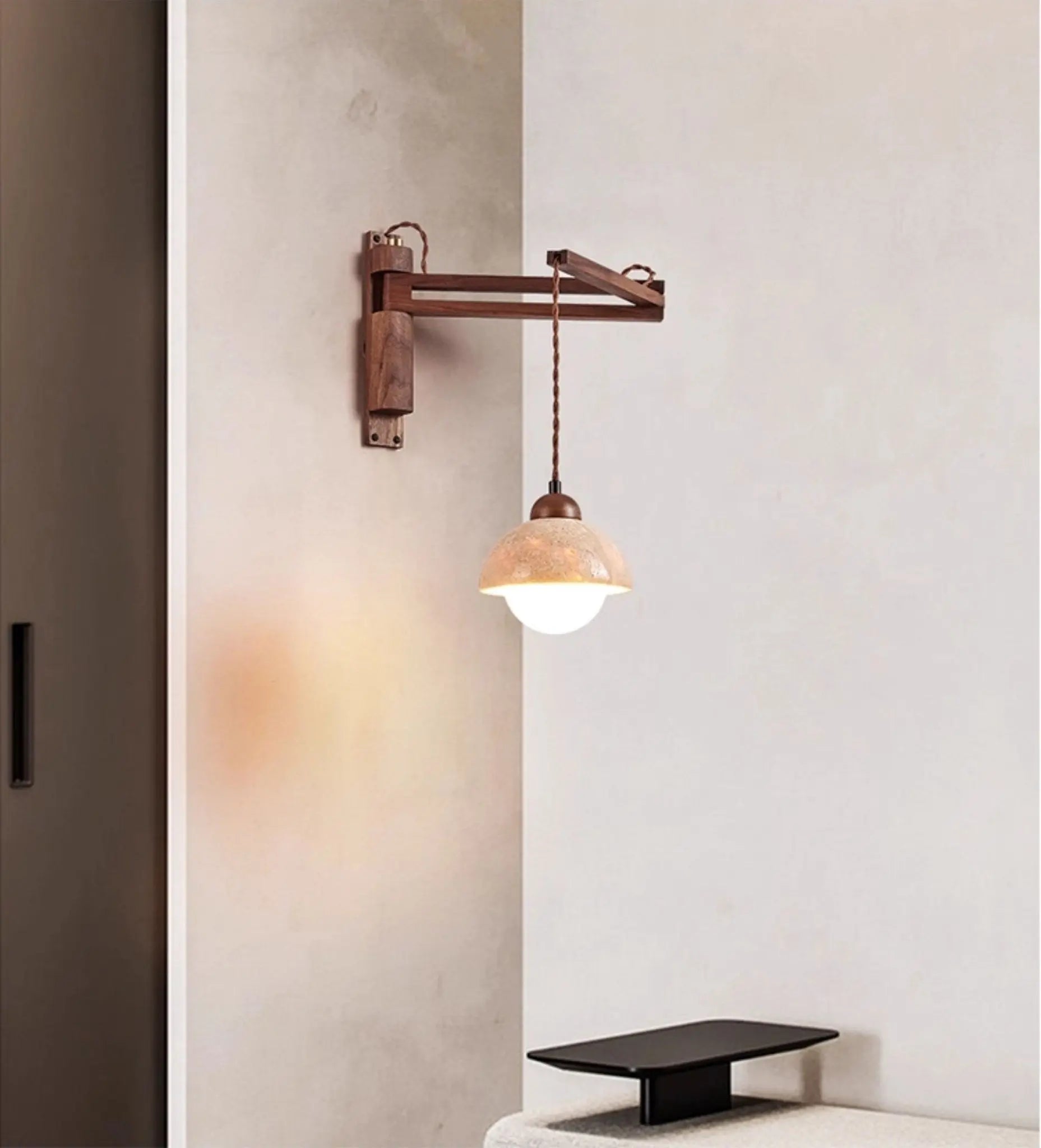 Adjustable Travertine Dome Wall Sconce Erbstuk