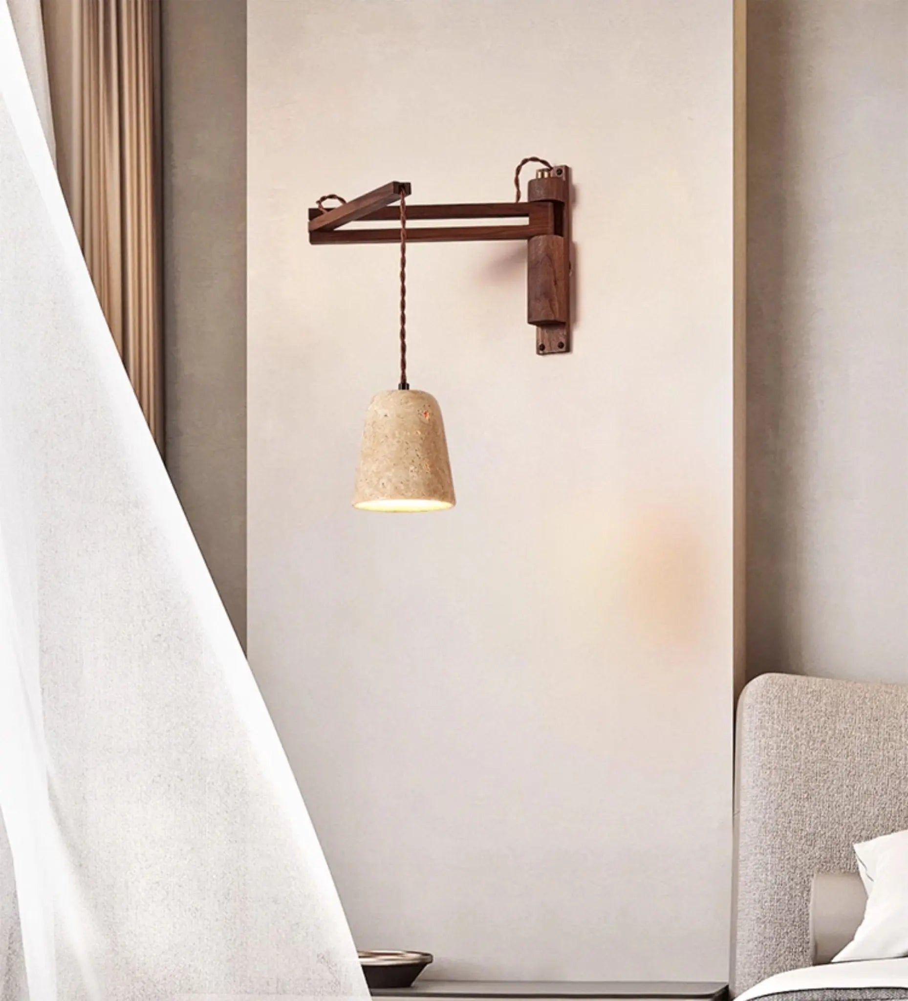 Adjustable Travertine Dome Wall Sconce Erbstuk