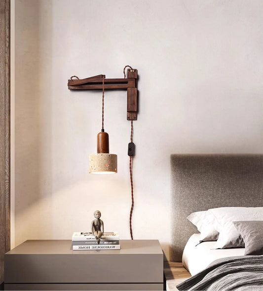 Adjustable Travertine Dome Wall Sconce Erbstuk