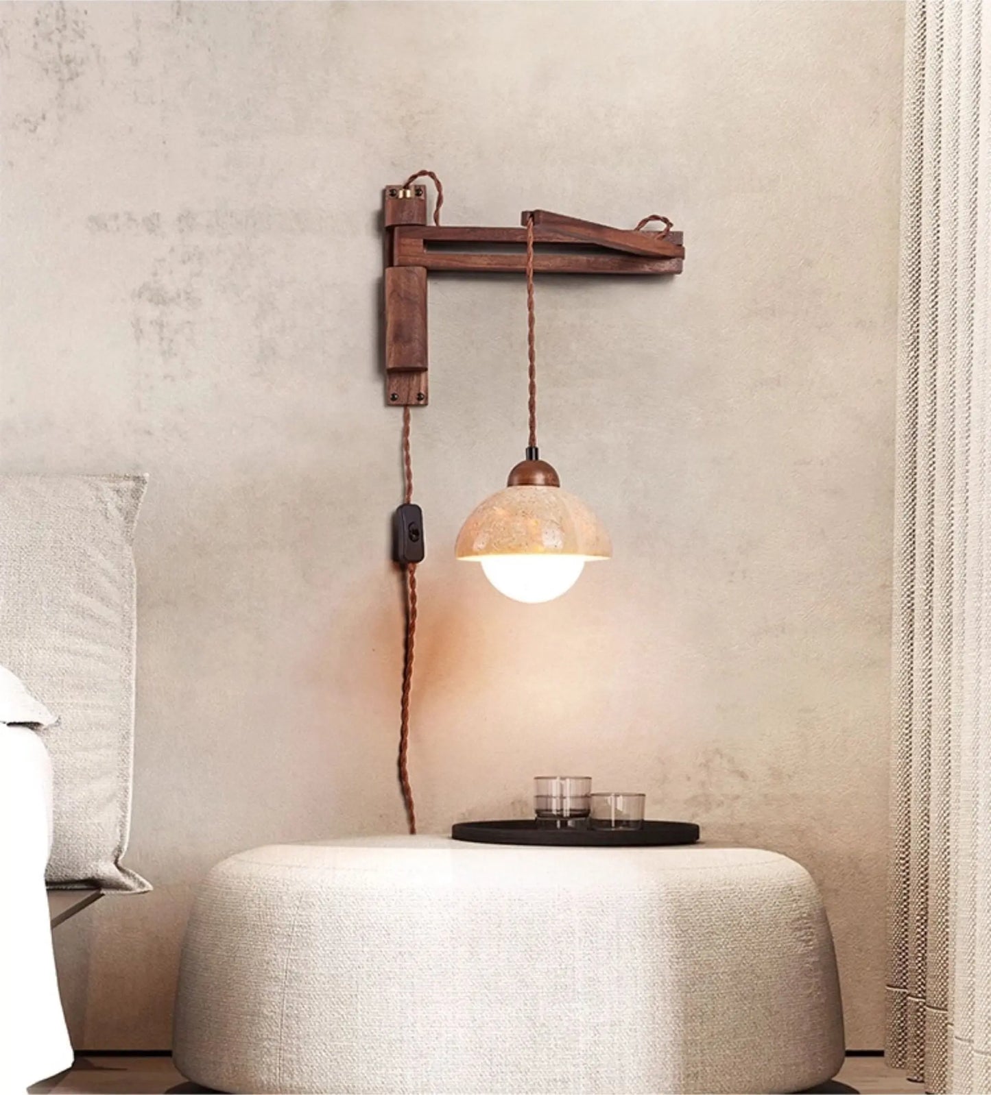 Adjustable Travertine Dome Wall Sconce Erbstuk