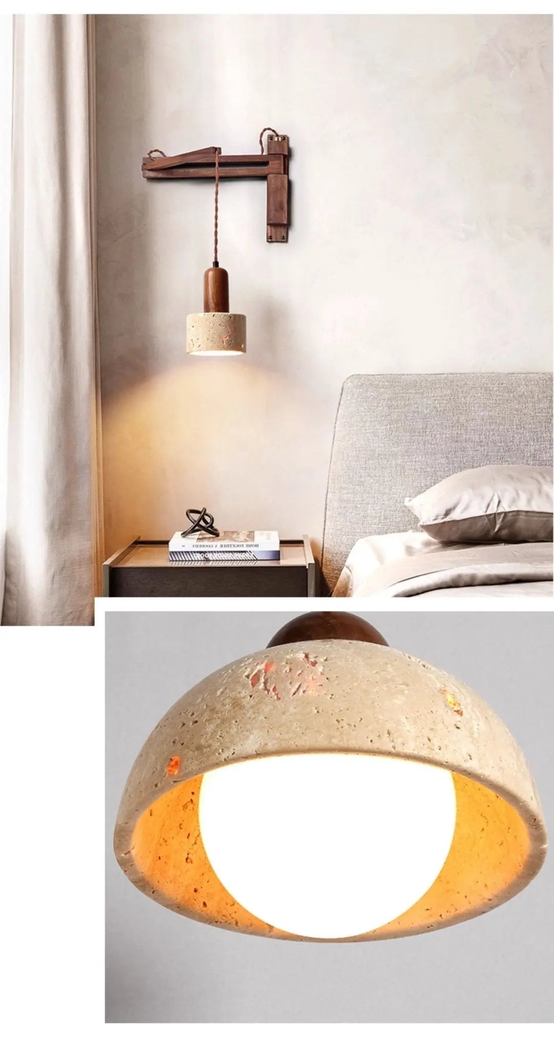 Adjustable Travertine Dome Wall Sconce Erbstuk