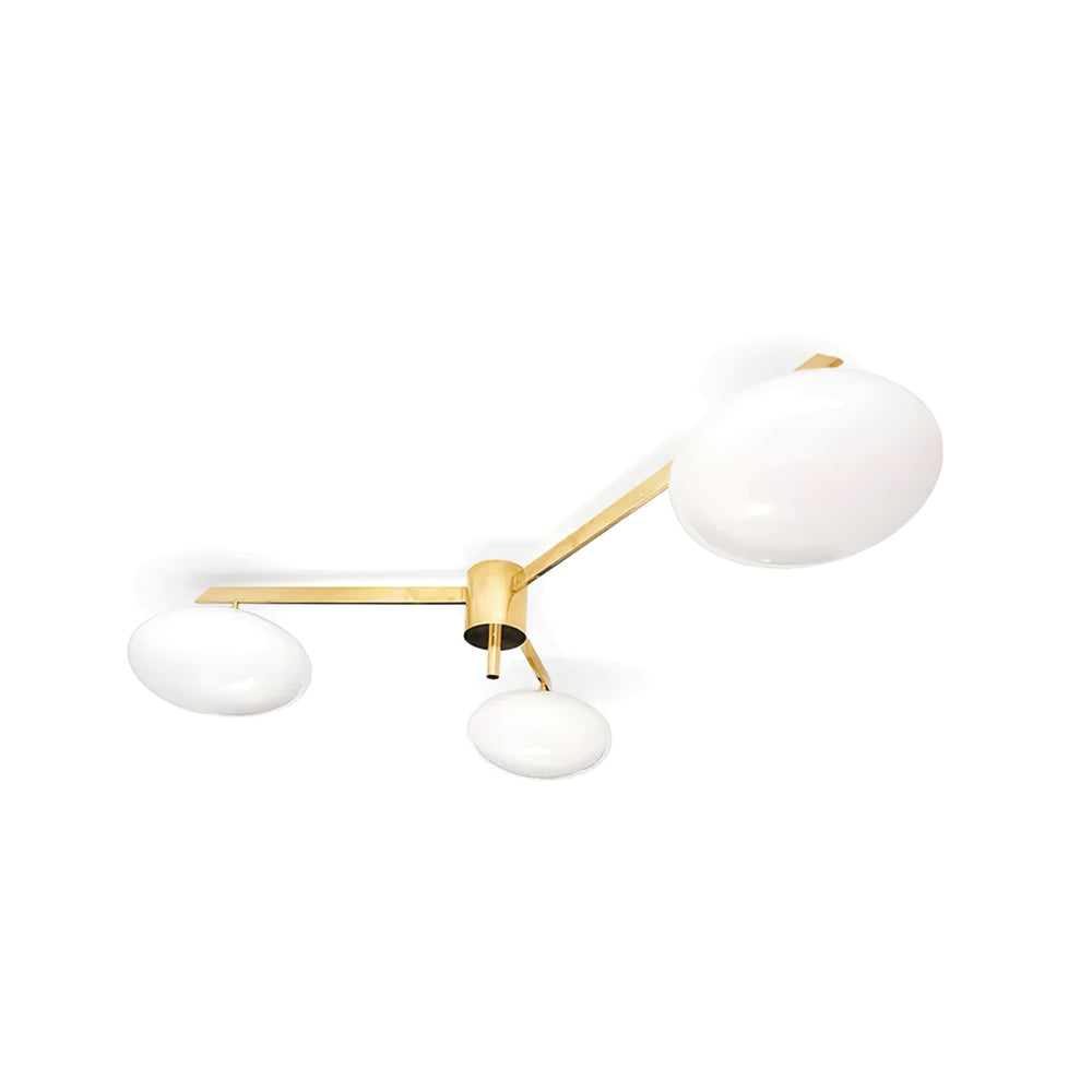 Pearl Globe Brass Arm Flush Mount Ceiling Light