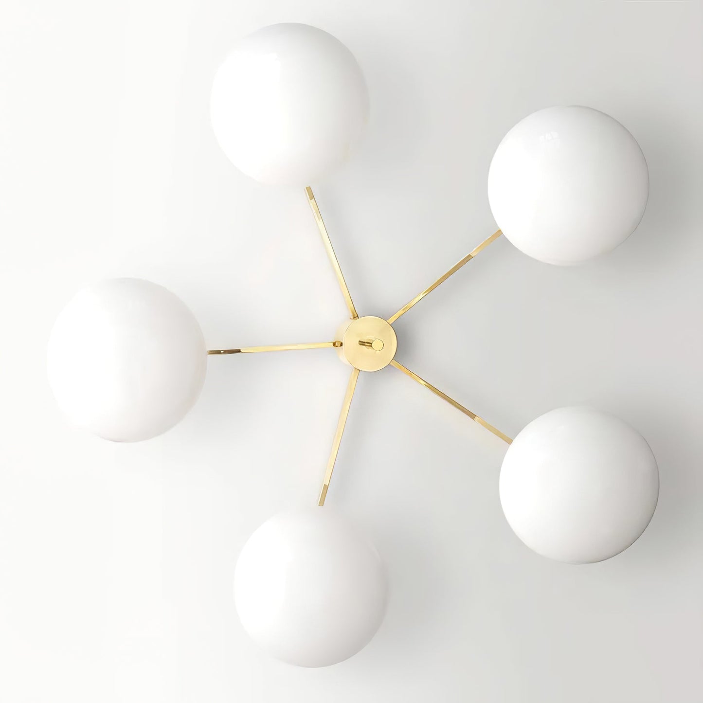 Pearl Globe Brass Arm Flush Mount Ceiling Light
