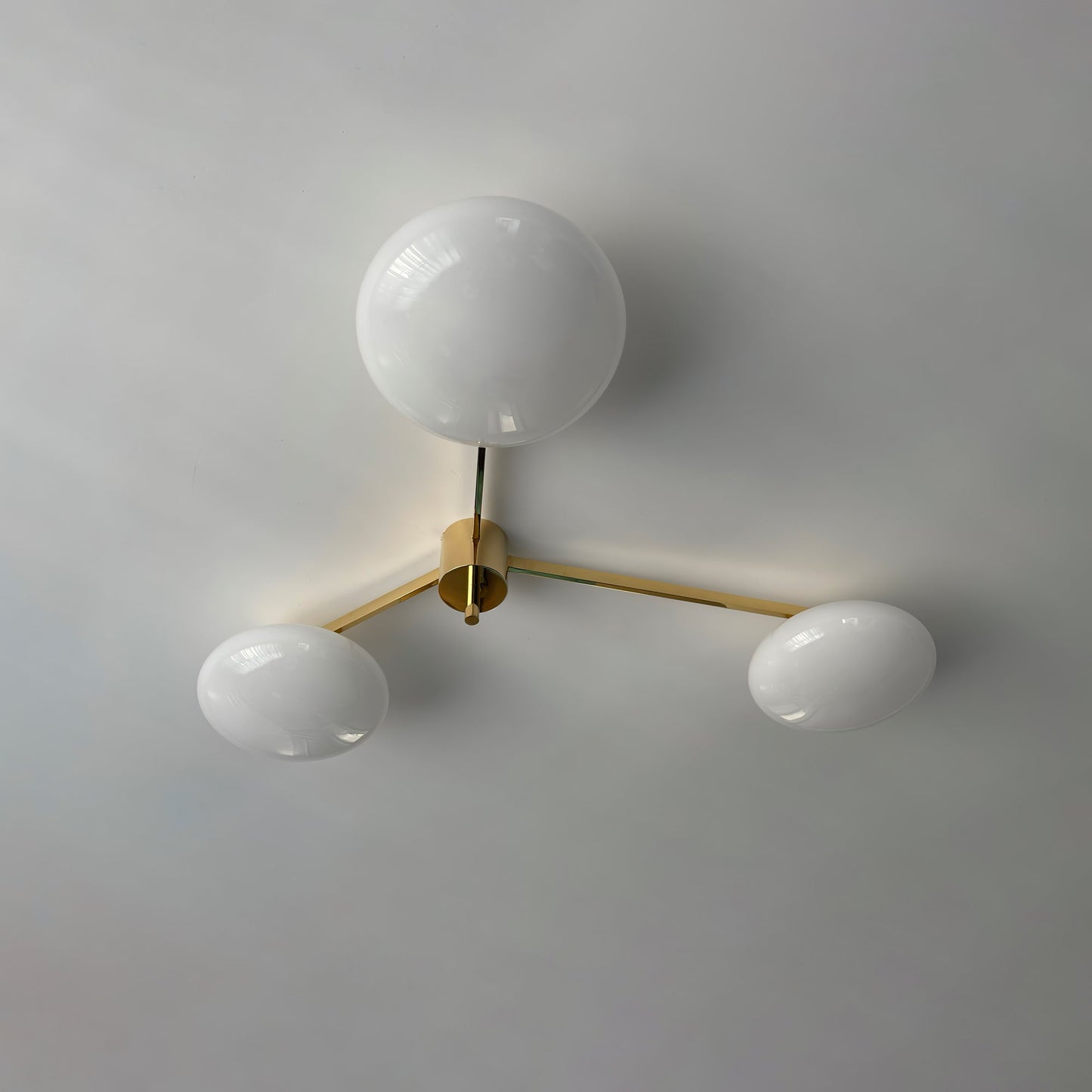 Pearl Globe Brass Arm Flush Mount Ceiling Light