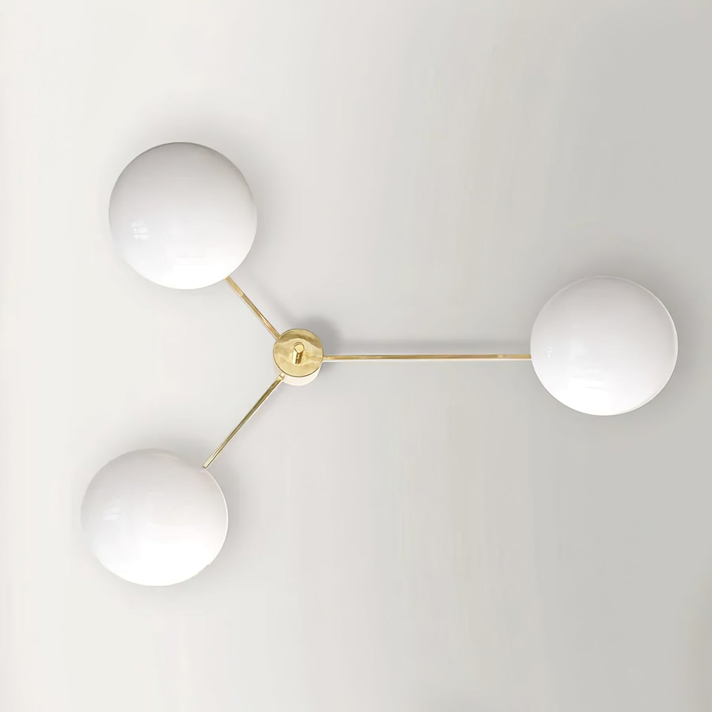 Pearl Globe Brass Arm Flush Mount Ceiling Light