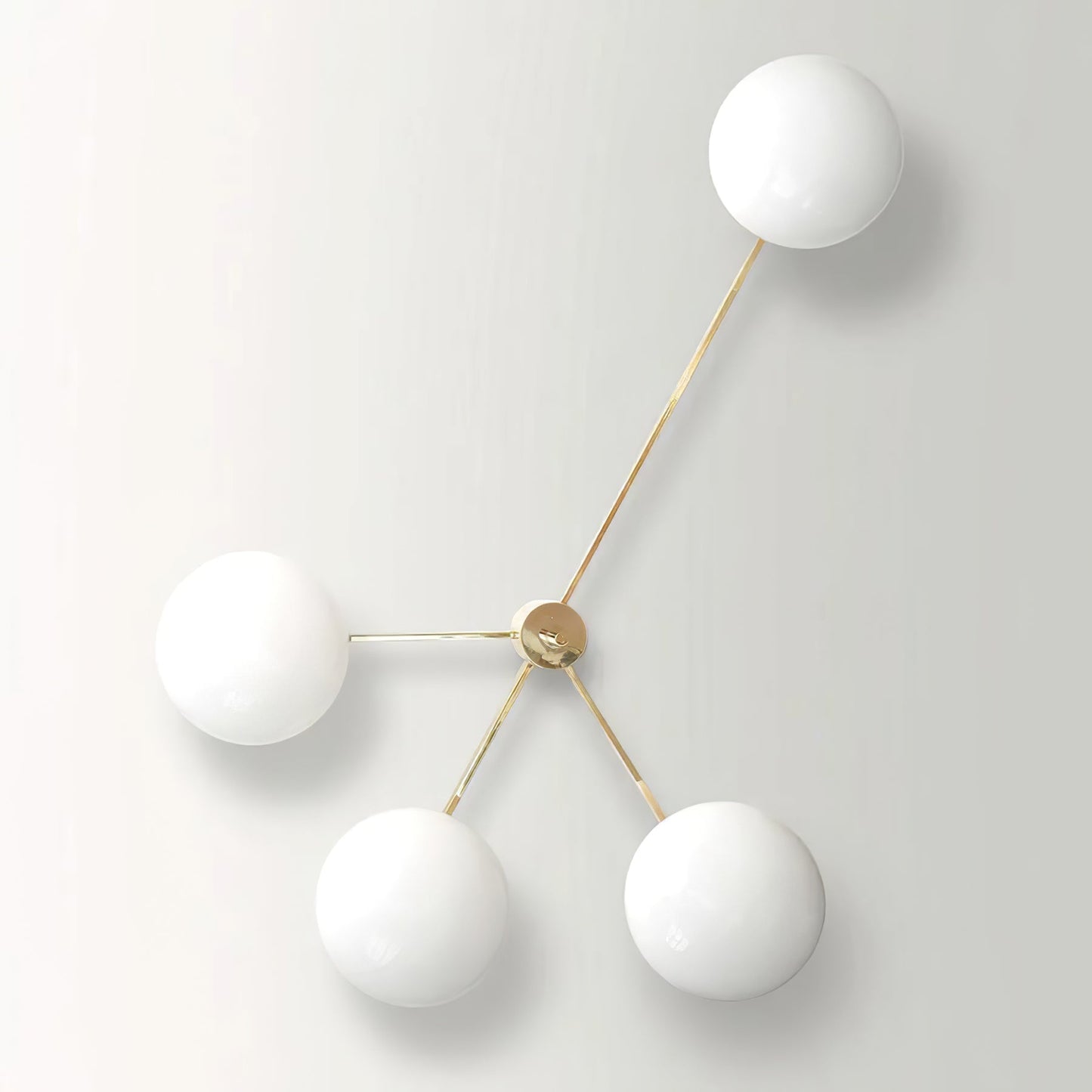 Pearl Globe Brass Arm Flush Mount Ceiling Light