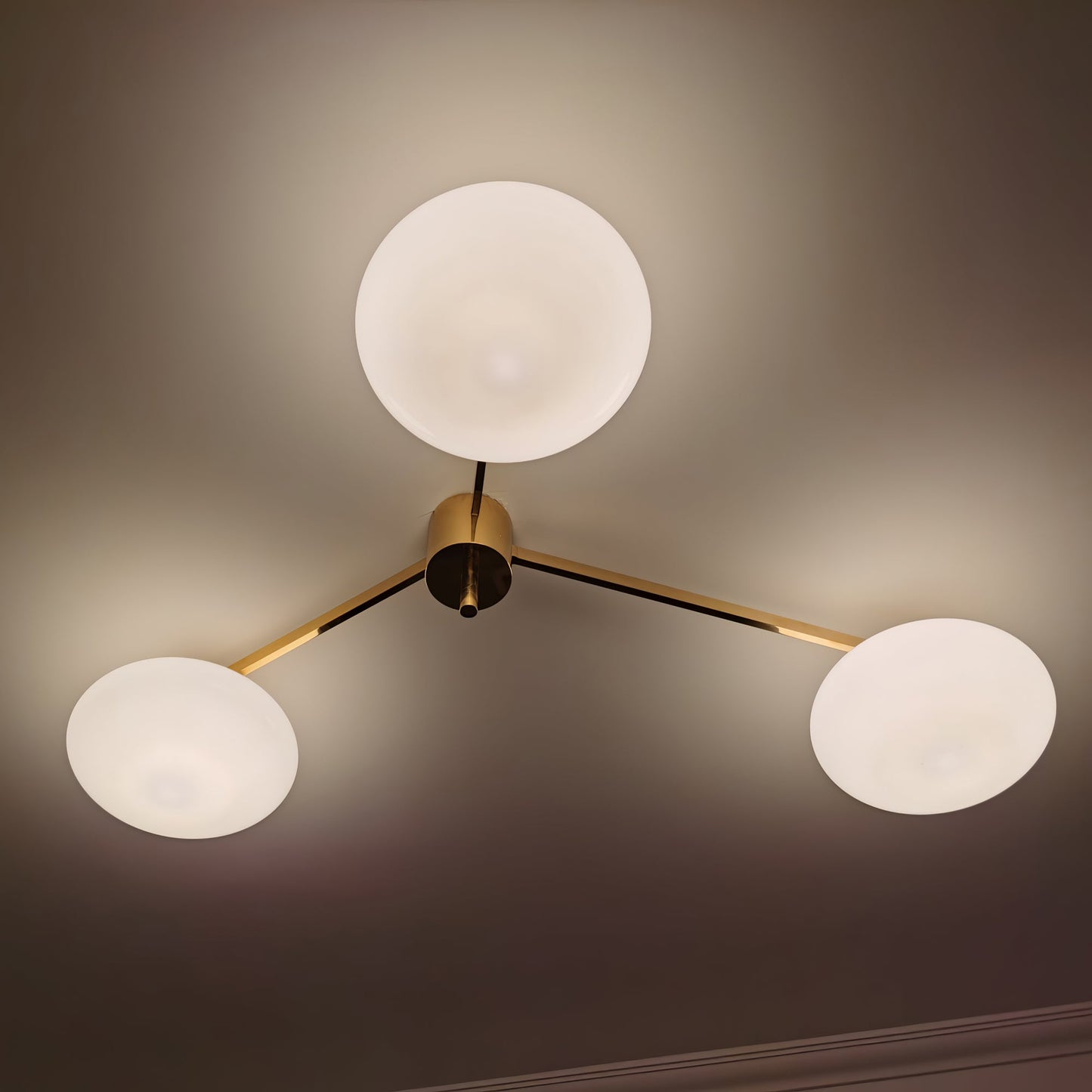 Pearl Globe Brass Arm Flush Mount Ceiling Light