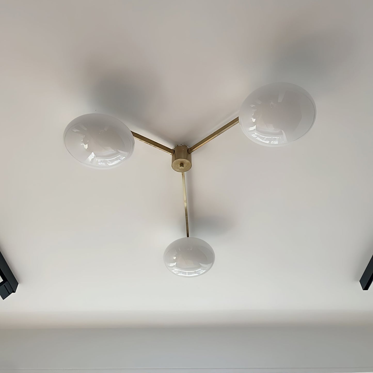 Pearl Globe Brass Arm Flush Mount Ceiling Light