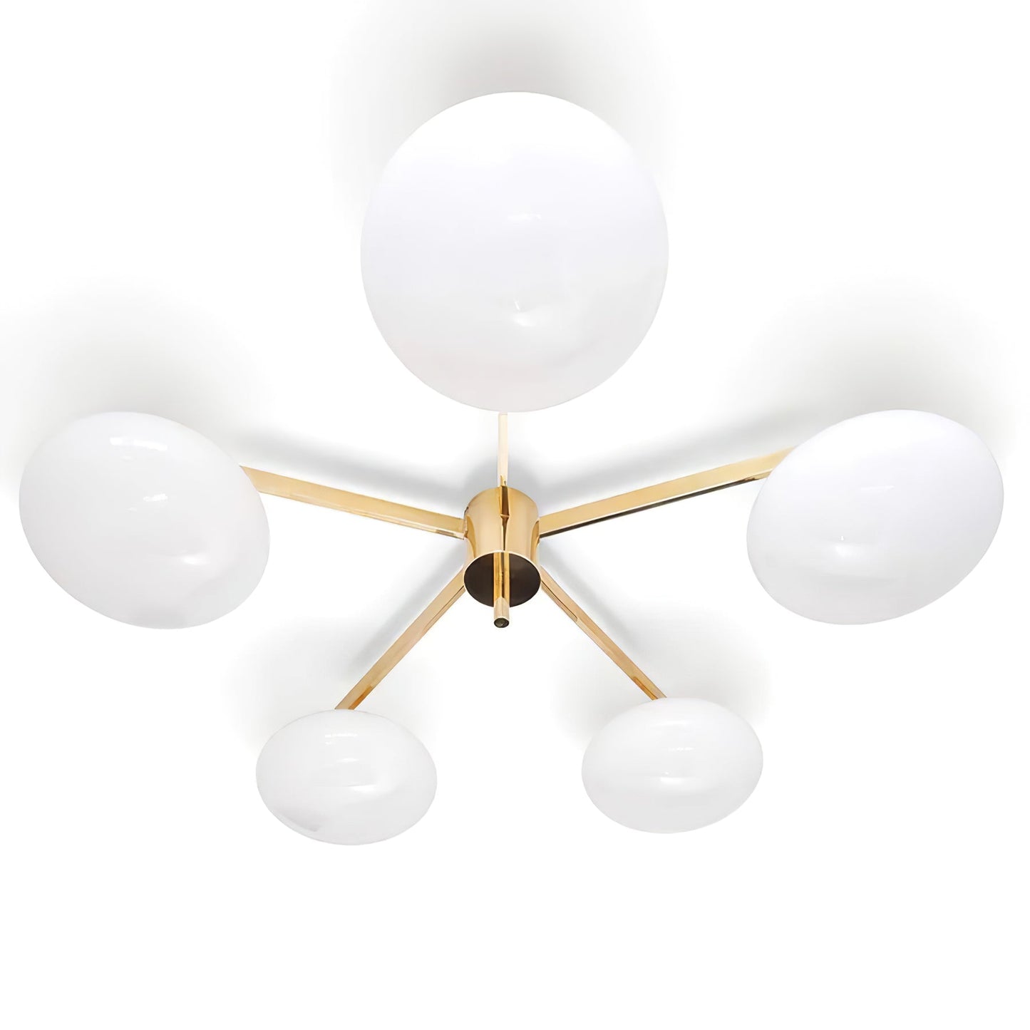 Pearl Globe Brass Arm Flush Mount Ceiling Light