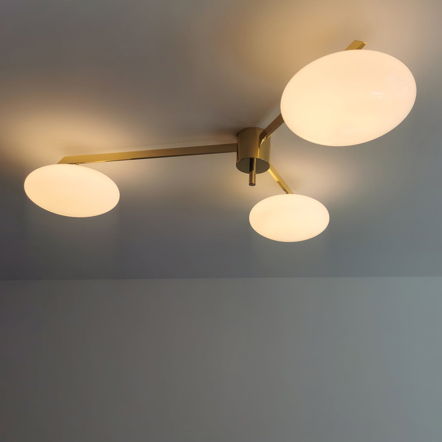 Pearl Globe Brass Arm Flush Mount Ceiling Light