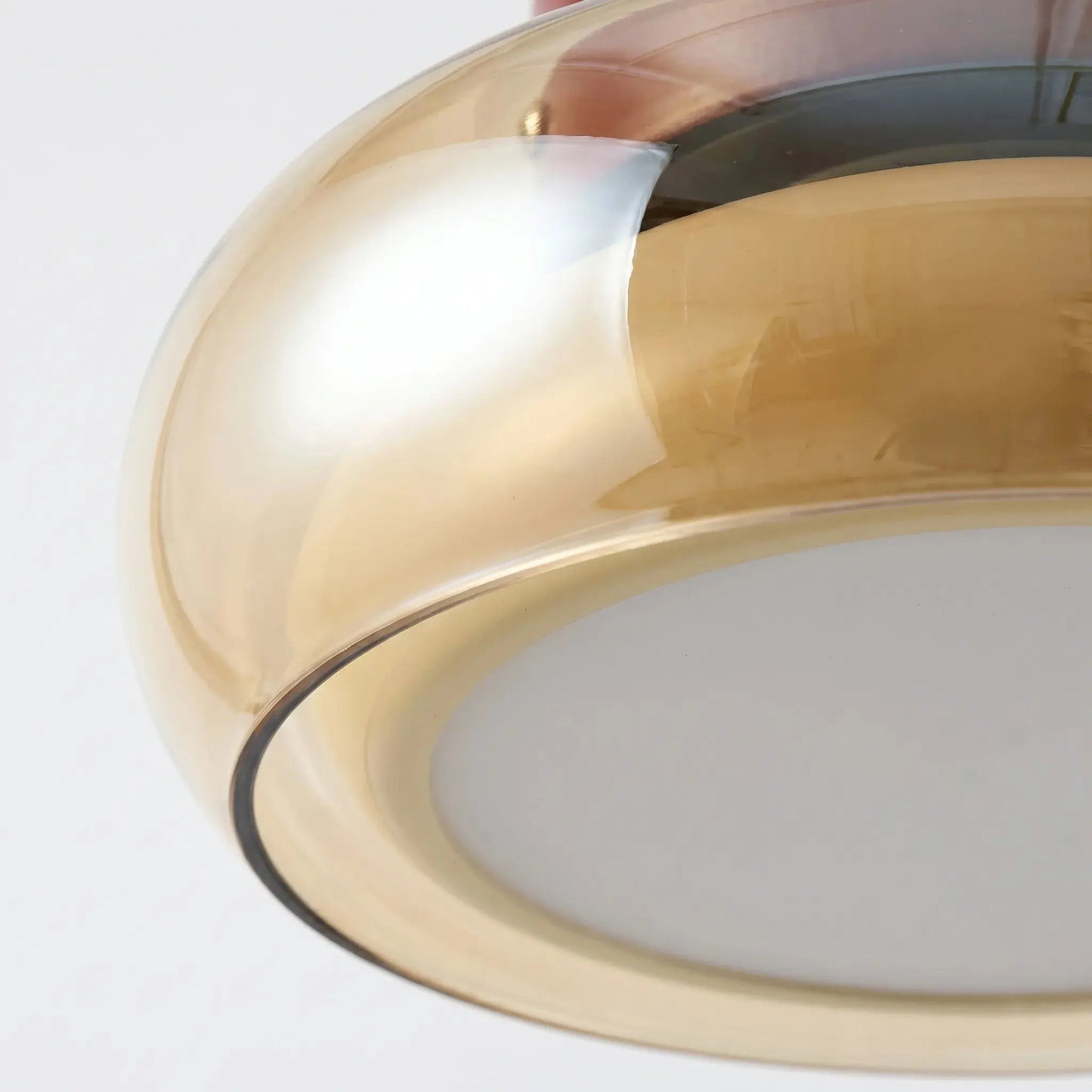 Amber Glass Dome Flush Mount Ceiling & Wall Light — French Corridor Style LED Fixture for Entryway, Hallway, Porch, Cloakroom and Balcony with Vintage Dark-Cap Accent Erbstuk