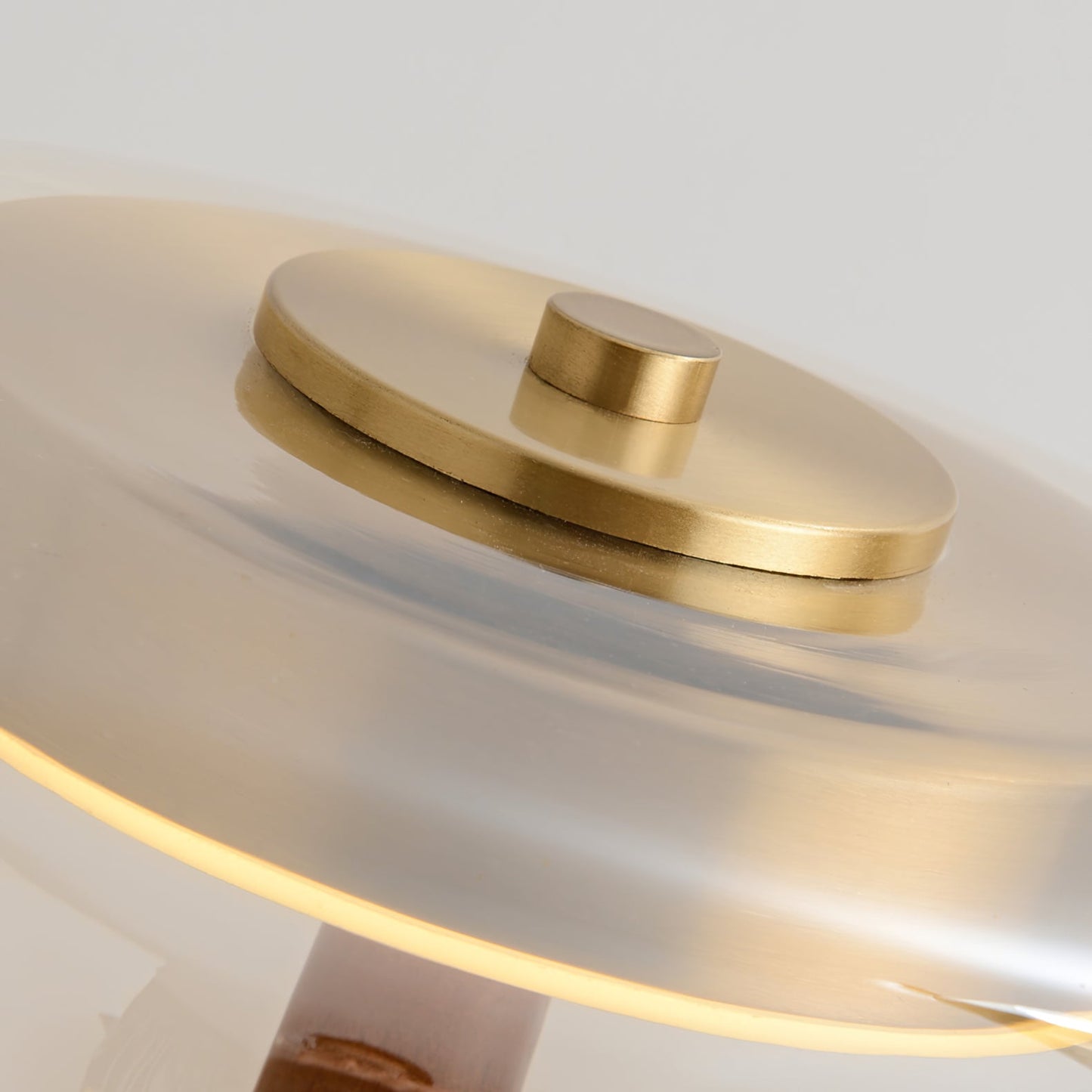 Cognac Glass and Walnut Table Lamp