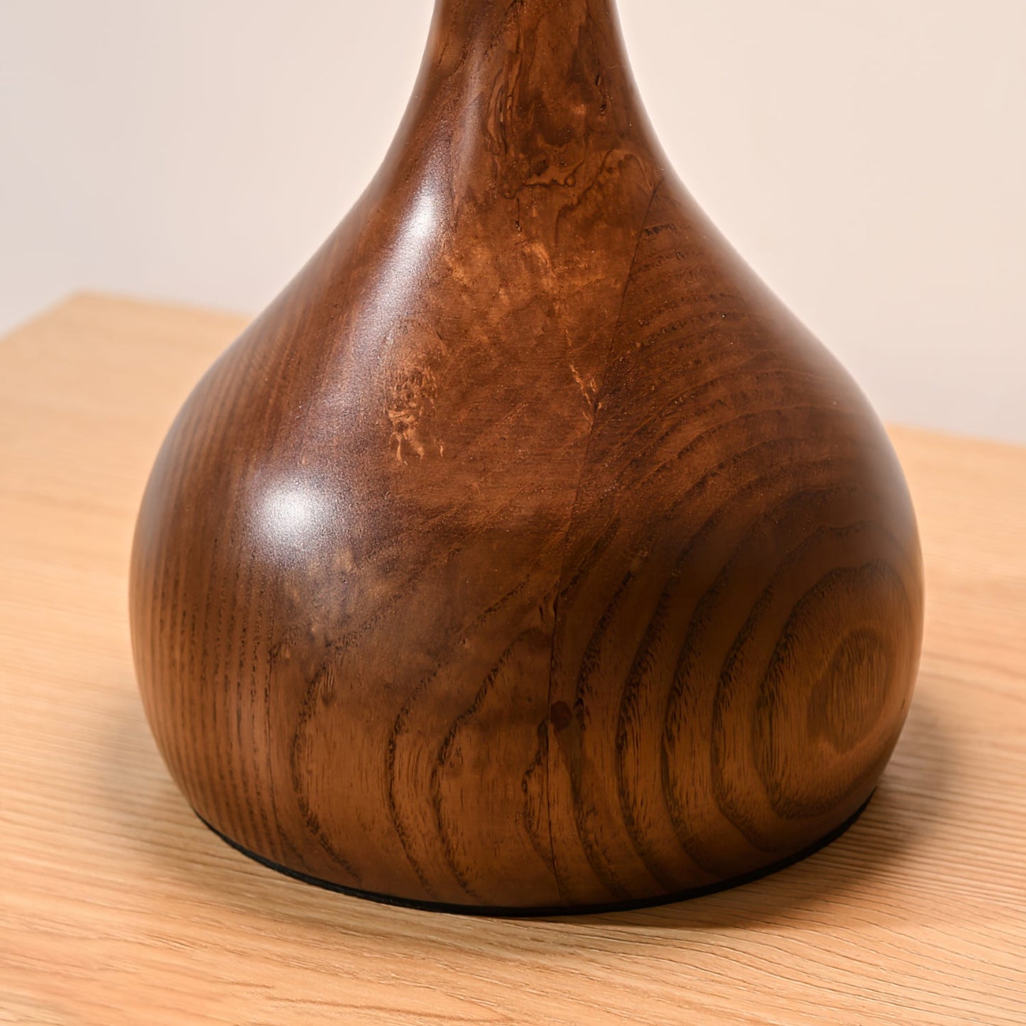Cognac Glass and Walnut Table Lamp