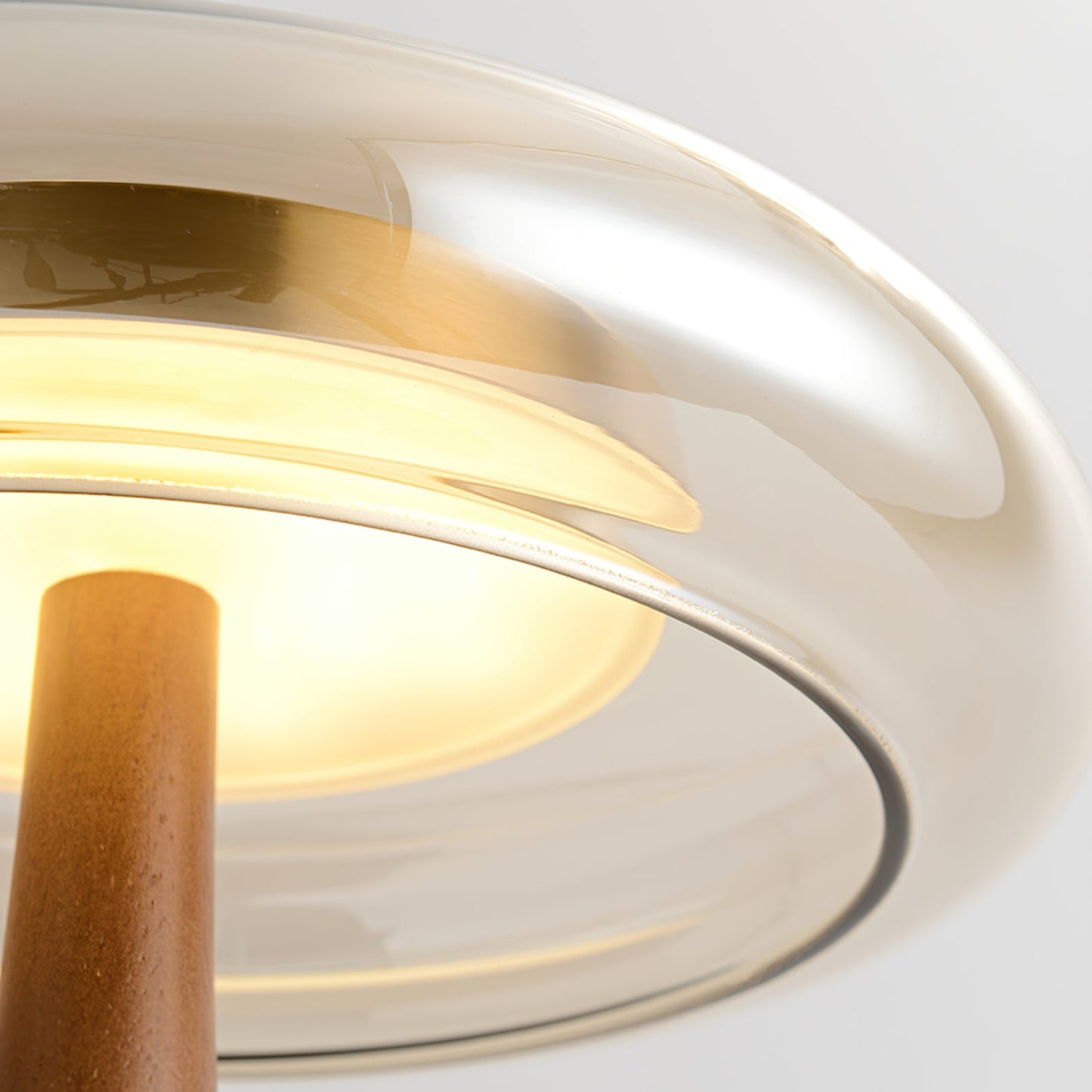 Cognac Glass and Walnut Table Lamp