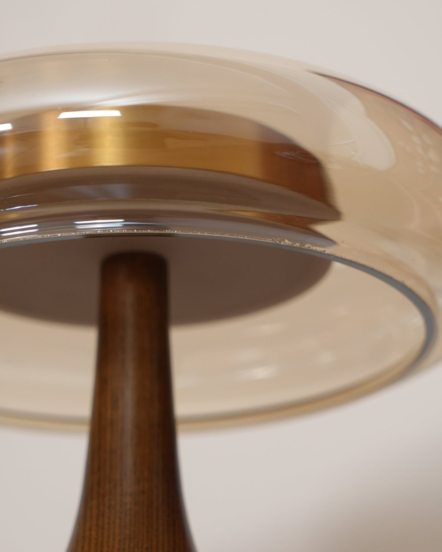Cognac Glass and Walnut Table Lamp