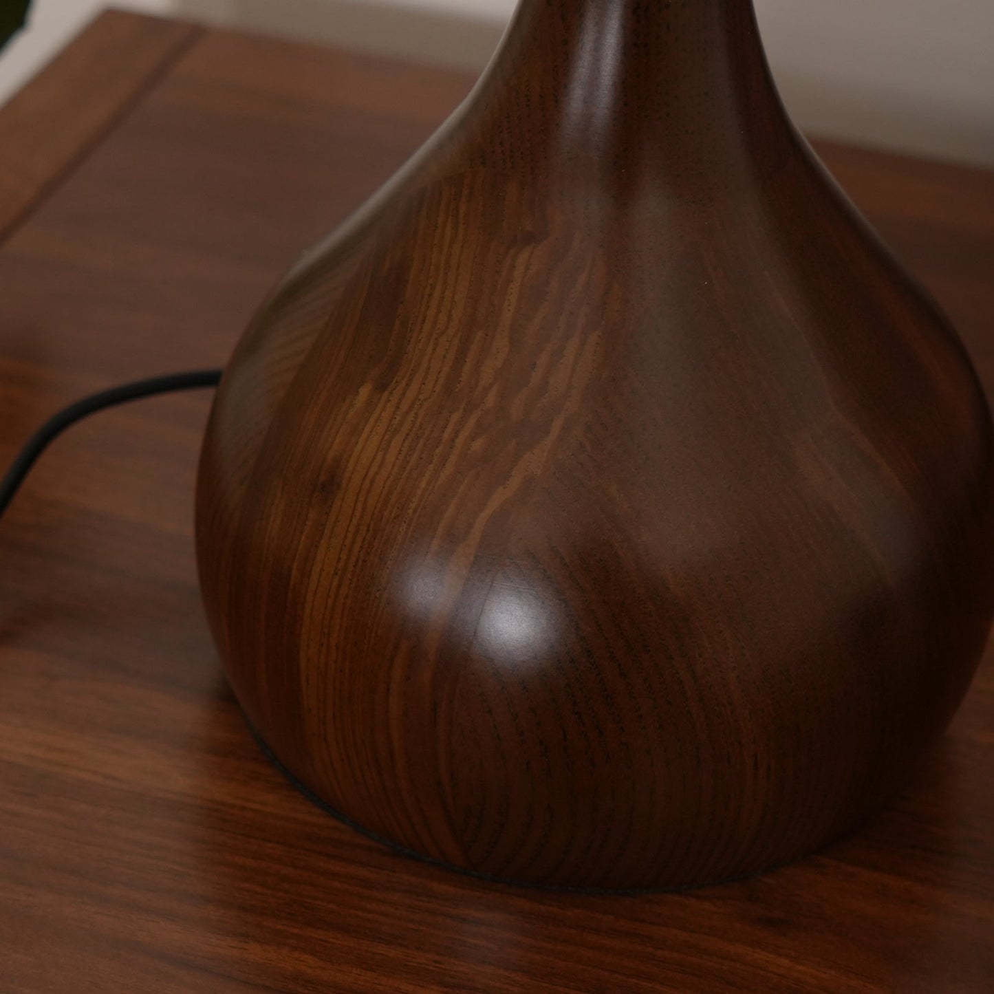 Cognac Glass and Walnut Table Lamp