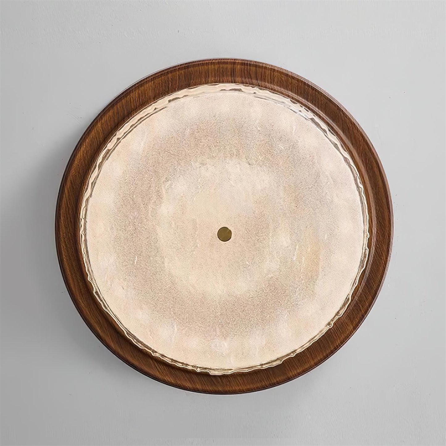 Round Glass & Wood Flush Mount Ceiling Light