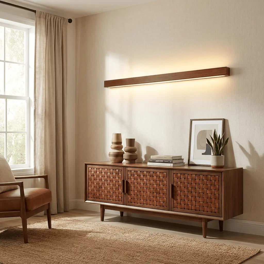 d. Arlo Linear Wood Wall Light Erbstuk