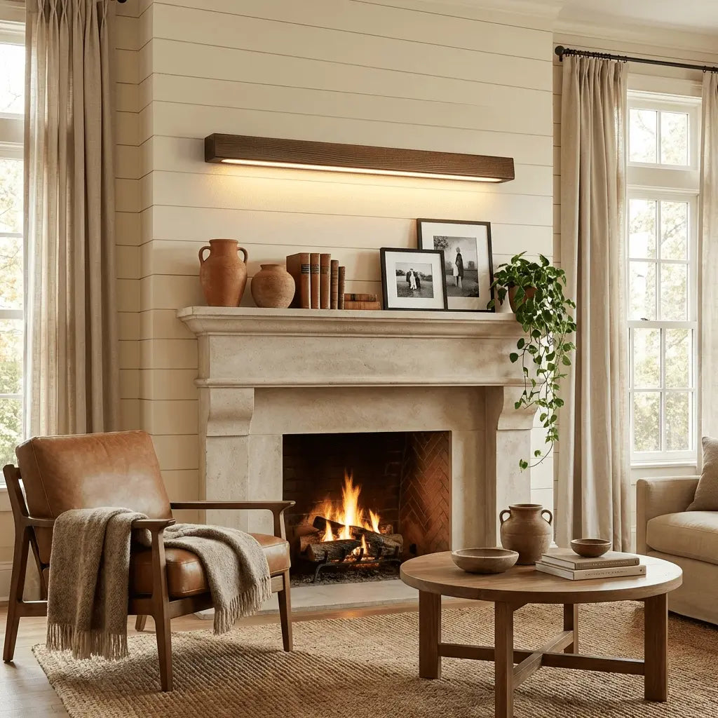 d. Arlo Linear Wood Wall Light Erbstuk