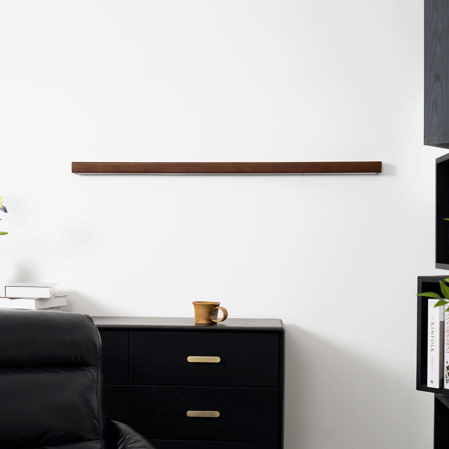 Linear Wood Wall Light — Wood-Tone Modern Minimalist LED Wall and Ceiling Light for Hallway, Living Room, Bedroom, Kitchen and Home Office, Dimmable Aisle Light