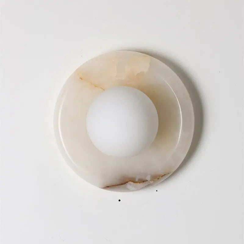 Natural Stone Wall Sconce — Round Designer Wall Sconce Fixture, Each Piece One-of-a-Kind — Wall Lights for Bedroom, Wall Lights for Living Room — Indoor Wall Lamp for Hallway and Den/Study Erbstuk
