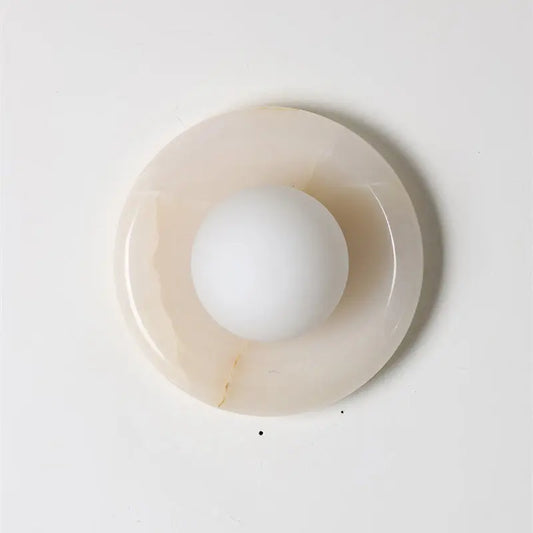 Natural Stone Wall Sconce — Round Designer Wall Sconce Fixture, Each Piece One-of-a-Kind — Wall Lights for Bedroom, Wall Lights for Living Room — Indoor Wall Lamp for Hallway and Den/Study Erbstuk