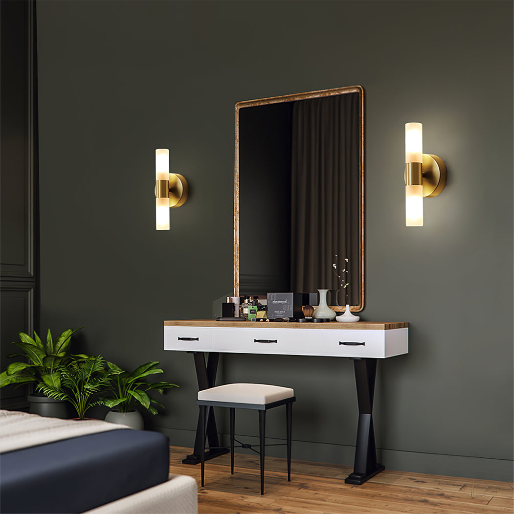 Twin Cylinder Frosted Glass Wall Sconc