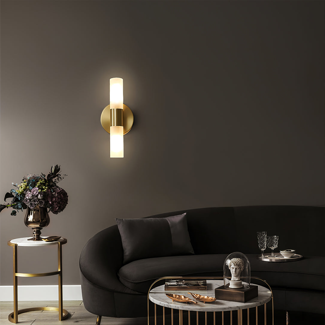 Twin Cylinder Frosted Glass Wall Sconc