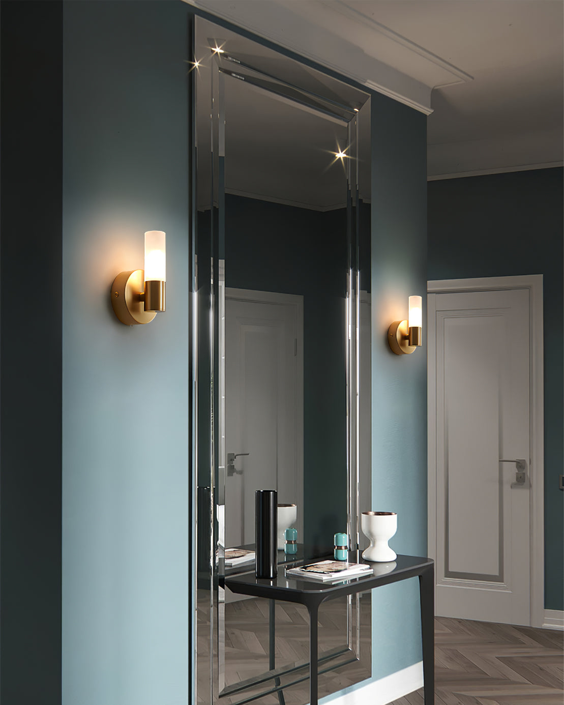 Twin Cylinder Frosted Glass Wall Sconc