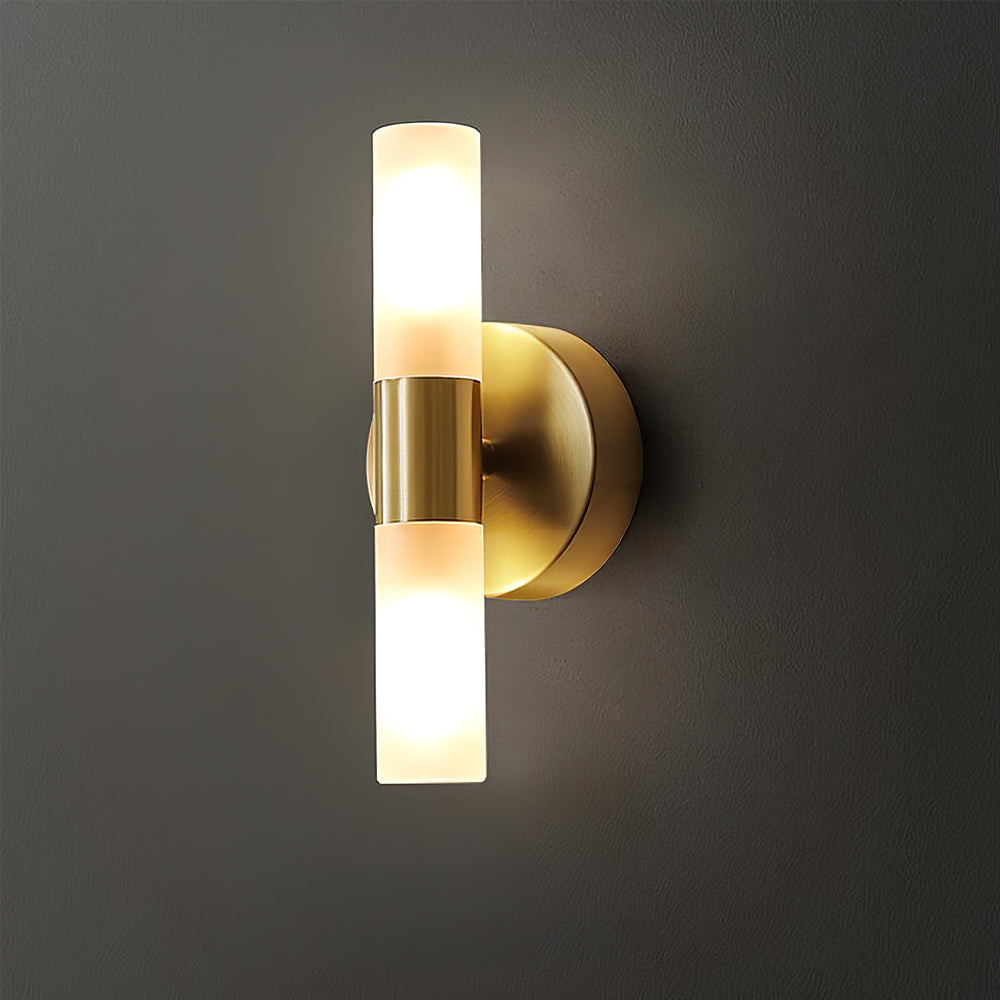Twin Cylinder Frosted Glass Wall Sconc