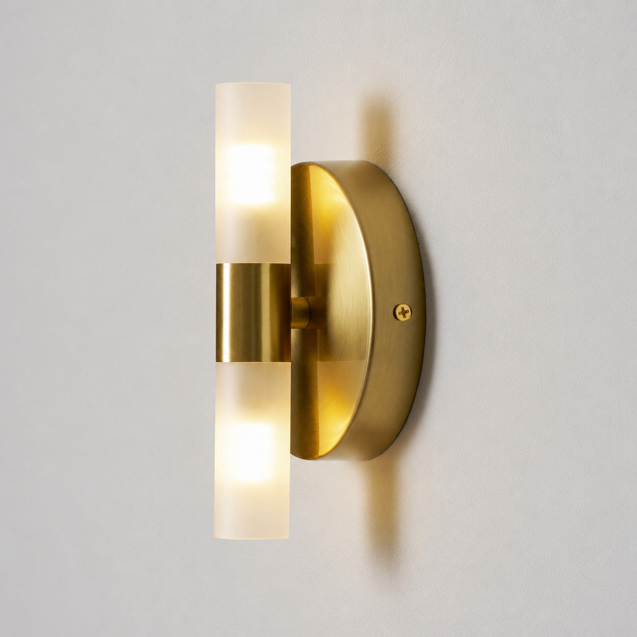 Twin Cylinder Frosted Glass Wall Sconc